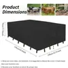 Mesa e Cadeira para Móveis de Exterior Capa de Poeira Tecido Oxford Capa Impermeável para Mesa e Cadeira de Jardim com Cordão Capa Protetora Preta