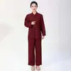 Conjunto de Ropa de Monje Budista de Algodón para Hombres y Mujeres, con Botones de Tela, Engrosado para Meditación de Invierno