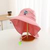 Sombrero de verano para niños con diseño de chal grande y dibujos animados, protector solar, de malla transpirable y ala grande, para niños y niñas