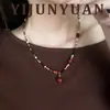 Nueva Moda Retro Versátil Estilo Étnico Collar de Cuentas de Ágata Roja Lujo Ligero Nicho Joyería Elegante de Gama Alta para Mujeres