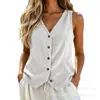 Colete de Veludo Cotelê sem Mangas com Decote V Estilo Europeu e Americano para Mulheres, Peça de Roupa Externa Retro de Verão com Botões e Ajuste na Cintura, Em Estoque