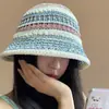 2025 Nuevo Sombrero de Pescador Tejido para Viajes de Primavera y Verano para Mujer, Sombrero de Cubo Delgado Transpirable para Mostrar la Cara, Cubre Cara Pequeña, Sombrero de Cubo