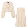 Fabricante de Ropa para Mujer Transfronterizo al por Mayor 2026 Aliexpress Ins Más Vendido Conjunto de Top Oversize con Volantes + Falda