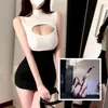 Uniforme de Secretária Sedutor e Sexy Estilo Puro Desejo Sem Tirar Ajustado ao Corpo, Camisola Tentação para Seios Pequenos, Saia Bodycon com Recortes, Conjunto Paixão