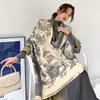 Bufanda para Mujer Otoño e Invierno Nueva Mezcla de Cachemir Color de Doble Cara Cálida Chal Grueso Bufanda Larga de Alta Gama Moderna Para Todo
