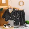 Conjunto Casual de 3 Peças para Meninos 2025 Nova Moda Elegante Camisa de Manga Longa com Lapela Roupas da Moda de Outono para Bebê