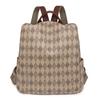 Mochila de viaje antirrobo retro de gran capacidad con estampado rómbico para mujer, nueva llegada 2024