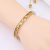 Pulsera sencilla rectangular de circón para niñas, minoría, chapada en cobre, platino, oro de 24k, con incrustaciones de gema, venta al por mayor