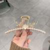 Pinza de Tiburón 2022 Nuevo Aleación de Astas Perla Pedrería Parte Trasera de la Cabeza Flequillo Chapado en Galjanoplastia Pinza para el Cabello Femenina Tocado Grande