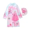Nuevo Traje de Baño Infantil para Niñas de una Pieza Sirena Manga Larga Protección Solar para la Playa Traje de Baño para Surfear con Certificado CPC