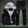 2023 Inverno novo terno de suéter masculino forrado de lã engrossado casaco com capuz plus size terno de roupas masculinas casuais