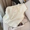 Nuevo estilo chino plisado textura retro estilo nacional top mujer primavera estilo chino cuello alto línea dorada jacquard chaleco apilado