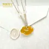 Joyas Colgante de Calcedonia Lichi Congelado Hielo Alto Xiangyun Ruyi Jade Jadeíta Hielo Fluorescente Ágata Hueco Ruyi Candado