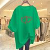 Estilo Coreano Solta Tamanho Grande Roupas Femininas Moda Verão Novo Simples Algodão Puro Grande Vermelho Estampa de Coração Camiseta de Manga Curta para Mulheres