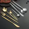 Conjunto de talheres Amazon Portugal para 24 pessoas em caixa de presente de madeira dourada, conjunto de quatro peças de talheres de aço inoxidável