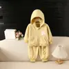 Conjunto de Top con Capucha de Estilo Coreano Nuevo para Niñas Primavera y Otoño, Lindo Conjunto de Dos Piezas Casual con Dibujos Animados para Niñas