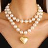 Collar con Colgante Corazón Europeo y Americano Moda Transfronteriza para Mujer Diseño Original Grande Brillante Tridimensional Amor Cuerda Gruesa Cadena para el Cuello