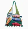 Nova Bolsa da Moda Tendência para Mulheres, Bolsa de Ombro Trançada Estilo Preguiçoso Casual para o Dia a Dia com Padrão de Peixe, Bolsa Tote Versátil