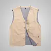 Colete Masculino Plus Size Quatro Estações Algodão Puro Cintura Fina Bolso Colete Casual Tendência Exterior Militar Pesca Montanhismo Colete
