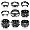 9 Peças de Venda Direta da Fábrica Exagerados Braceletes Masculinos de Couro Sintético, Joias de Pulseira Punk Europeias e Americanas Não Convencionais com Tachas e Rebites