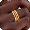 Nuevo Anillo de Circonita Cúbica Apilada de Amazon Oro de 18K Acero de Titanio Grueso Alto Brillo Oro y Plata Anillo Doble