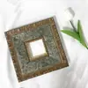 Marco de Foto Pequeño Cuadrado Estilo Europeo Clásico con Impresión de Pan de Oro para Montaje de Pintura al Óleo, Marco de Madera Maciza Hecho a Mano