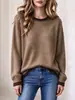 Suéter Feminino Retrô Europeu e Americano Color Block Gola Redonda Outono e Inverno Solto Versátil Malha Estilo Preguiçoso Pulôver