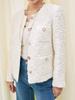Shengdu26 Otoño Nuevo Estilo Francés Gama Alta Lana Blanca Tweed Chaqueta Estilo Chanel