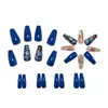 Parches para Manicura de Ballet de Longitud Media, Parches de Uñas Postizas Florales de Moda, Uñas Azules Portátiles para Manicura al por Mayor