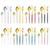 Juego de 4 cuchillos, tenedores y cucharas de acero inoxidable de Amazon transfronterizos. Cuchillo, tenedor y cuchara de acero inoxidable portugués para comida occidental. Caja de regalo de 24 piezas.