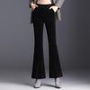 Pantalones de pana para mujer, de tiro alto, talla grande, cintura elástica trasera, largo de nueve puntos, bajo con abertura, pantalones acampanados de pana gruesa, holgados, casuales, versátiles
