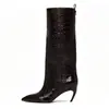 Botas de moda de comercio exterior de tacón ultra alto 2026 nuevo estilo transfronterizo punta fina tacón de aguja sin cordones hasta la rodilla botas largas botas altas