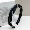 Diadema Retro de Cristal Negro Coreana para Mujer, Estilo Chanel de Alta Gama, Diadema de Ala Ancha para Lavarse la Cara, Accesorio para el Cabello