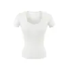 Camiseta Blanca de Manga Corta para Mujer, Estilo Puro Deseo, Cuello en U Grande, Transpirable, Amigable con la Piel, para Verano, Chica Caliente, Corte Ajustado, Delgado, Ligeramente Transparente, Cintura Ceñida