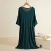 Camisón de Modal para Mujer con Volantes Verano Delgado Holgado Talla Grande Vestido Doméstico para Dormir Vestido Casual de Longitud Media