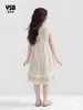 Ropa de Verano para Niñas Yingsibo Cubre Traje Calado de Tirantes Vestido de Dos Piezas Vestido Infantil de Vacaciones Vestido para Niñas