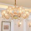 Lustre de sala de estar em liga de zinco Lâmpada de vela de cristal europeu Lustre de restaurante cor champanhe Lâmpada quente para quarto e escritório