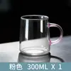 Taza de Vidrio Resistente al Calor de Borosilicato Casual con Asa Taza para Té Verde Apta para Microondas Taza de Agua para Sala de Estar Taza de Leche