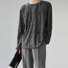 Estilo coreano INS diseño de nicho cuello redondo agujero manga larga para hombre y mujer retro desgastado holgado todo-partido top camiseta moda masculina