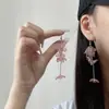 Brincos Gancho com Pingente de Franja em Pétalas Estilo Francês, Doces e Elegantes para Mulheres, Estilo de Férias na Praia de Verão, Brincos Super Fada Quentes de Celebridade da Internet