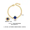 Pulsera de trébol de cuatro hojas chapada en oro vietnamita con microincrustaciones para mujer, pulsera de ágata de trébol de la suerte chapada en oro, joyería de lujo ligero de alta gama