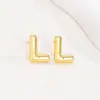 Pendientes de letras de burbuja lisas con baño de cobre y oro real transfronterizos, moda, temperamento, Joker, nuevos pendientes exquisitos, venta al por mayor
