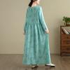 Toma Real del Nuevo Estilo de Otoño Temprano 2025 Estilo Vacacional Viaje Cuello Redondo Retro Falda Larga Cubre Carne Vestido Floral para Mujer