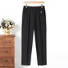 2026 Novo Estilo Calça Mom Verão Fina Calça Feminina de Meia-Idade Primavera e Verão Cintura Elástica Nove Pontos Reta Casual