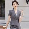 Traje nuevo de manga corta, gris, ajustado, para negocios, para mujer, moda de hotel, recepción, ropa de trabajo, joyería, ropa de trabajo.