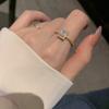 Anel Quadrado de Strass Estilo Coreano para Mulheres, Novo Anel Aberto Elegante Vintage Deslumbrante, Anel para Dedo Indicador Estilo Europeu e Americano, Tendência