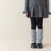 Zapatos Shang Mian Calentadores de Pierna de Algodón para Niños Primavera Otoño Cuadros Lazo Volantes Calcetines Estilo Coreano Lolita Chica Cubiertas de Pierna Adelgazantes Otoño Invierno