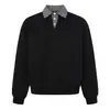 Sudadera ARES para Hombre Estilo Retro Americano a Cuadros Falso Dos Piezas Cuello Polo Hombro Normal Versátil Manga Larga Otoño/Invierno