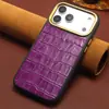 Funda protectora de cuero de vaca con patrón de cocodrilo compatible con carga inalámbrica magnética para iPhone 18 Pro Max, Apple 17