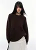 Suéter básico versátil suave y mullido para mujer, de punto, cuello redondo, manga larga, estilo casual suelto y perezoso, para otoño e invierno